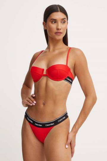 Купальный бюстгальтер Calvin Klein цвет красный слегка упрочнённая чашечка KW0KW02427 Купальный бюстгальтер Calvin Klein цвет красный слегка упрочнённая чашечка KW0KW02427