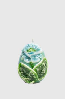 Синяя свеча в форме яйца с пионом