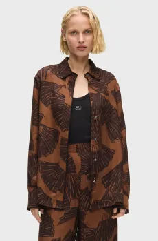 Женская коричневая рубашка с узором FLUID Коричневый 40 Karl Lagerfeld B1W11009