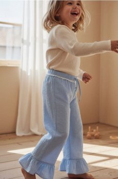 Тканинні штани з воланами внизу - light blue