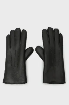 Мужские черные кожаные перчатки SHEARLING GLOVES Черный L Gant 9930073