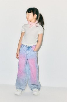 Reserved - Джинси wide leg з ефектом прання - синій - 357HN-05J
