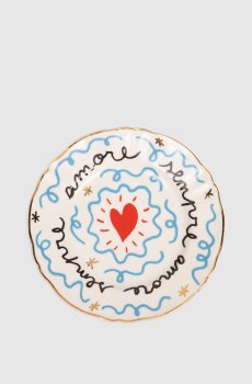 Белая фарфоровая тарелка для хлеба Heart