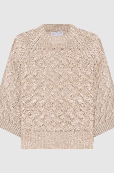 Бежевый джемпер с шелком и льном