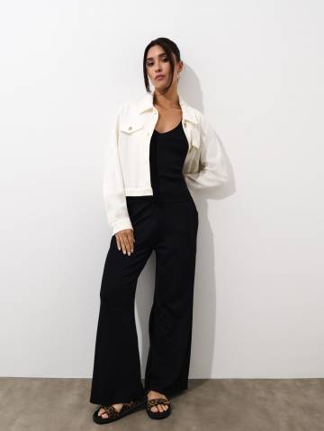 Mohito - Топ із трикотажу в рубчик - чорний - M