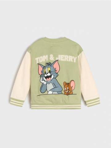 Спортивна кофта з написом на спині Tom and Jerry - сіро-зелений Спортивна кофта з написом на спині Tom and Jerry - сіро-зелений