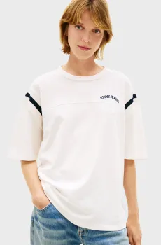 Женская белая футболка VARSITY Белый L Tommy Jeans DW0DW22307