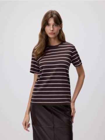 Reserved - Футболка regular fit з мерсеризованої бавовни - темно коричневий - 2292T-89X Reserved - Футболка regular fit з мерсеризованої бавовни - темно коричневий - 2292T-89X