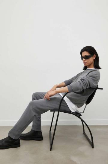 Спортивные штаны American Vintage цвет серый с аппликацией Спортивные штаны American Vintage цвет серый с аппликацией