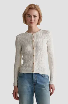 Женский белый кардиган MINI CABLE KNIT Белый S Gant 4805271