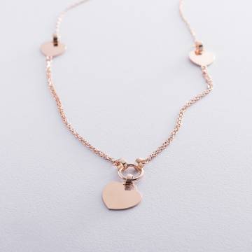 Золотое колье "Сердечки" кол01575 Золотое колье "Сердечки" кол01575