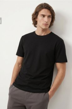 Бавовняна футболка slim fit з коротким рукавом - чорний
