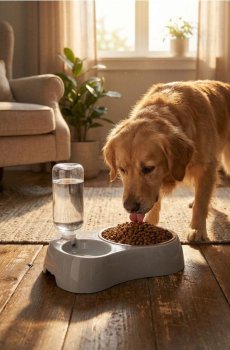 Миска для тварин з автоматичним дозатором води - сірий