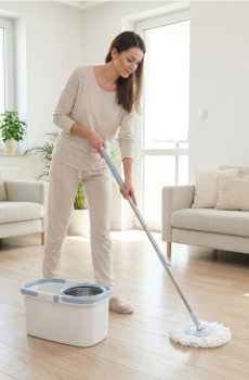 Швабра з відром - сірий