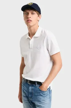 Мужское белое поло REG TONAL SHIELD SS RUGGER Белый L Gant 2062025