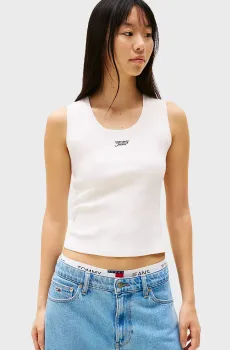 Женская белая майка SLIM SCRIPT Белый L Tommy Jeans DW0DW21369