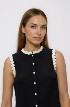 Reserved - Жилет з декоративною обробкою - чорний - 888IP-99X