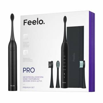 Набор Feelo Pro Black Premium (электрическая звуковая зубная щетка, 1 шт + сменные насадки, 4 шт + чехол, 1 шт) Набор Feelo Pro Black Premium (электрическая звуковая зубная щетка, 1 шт + сменные насадки, 4 шт + чехол, 1 шт)