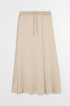 Однотонна спідниця міді - бежевий