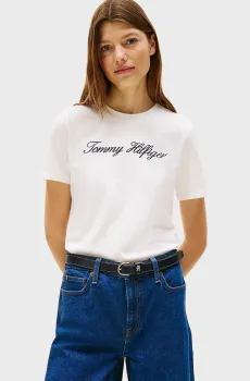 Женская белая футболка NOS SCRIPT REGULAR Белый S Tommy Hilfiger WW0WW43459