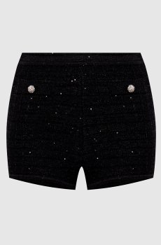 Черные твидовые шорты с шерстью