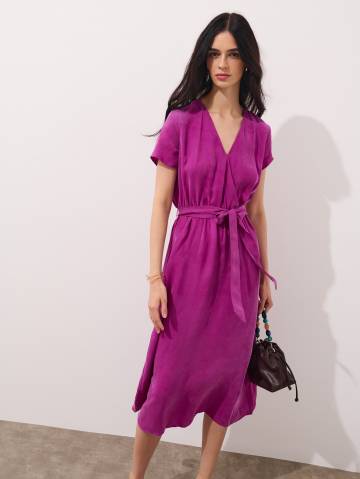 Mohito - Сукня міді з короткими рукавами - фуксія - 42