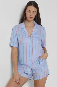 Женская голубая рубашка в полоску SOFFIA Голубой XL Etam 6545650