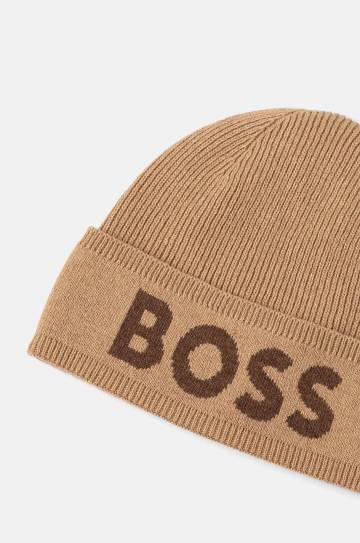 Шапка с примесью шерсти BOSS цвет бежевый из тонкого трикотажа 50524348 Шапка с примесью шерсти BOSS цвет бежевый из тонкого трикотажа 50524348