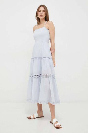 Хлопковое платье Guess midi расклешённое Хлопковое платье Guess midi расклешённое