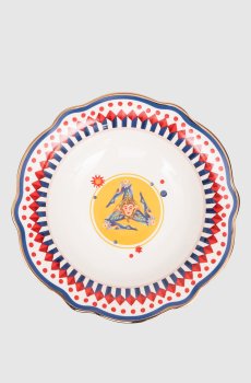 Белая фарфоровая тарелка для супа Dolce Vita с принтом