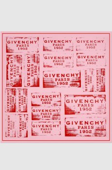 Розовый платок из шелка в принт логотипа