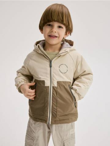 Reserved - Куртка з капюшоном oversize - бежевий - 350CJ-08X Reserved - Куртка з капюшоном oversize - бежевий - 350CJ-08X