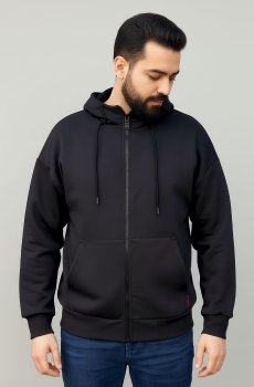 Мужское темно-синее хлопковое худи на молнии SB-25283-blue-grafit