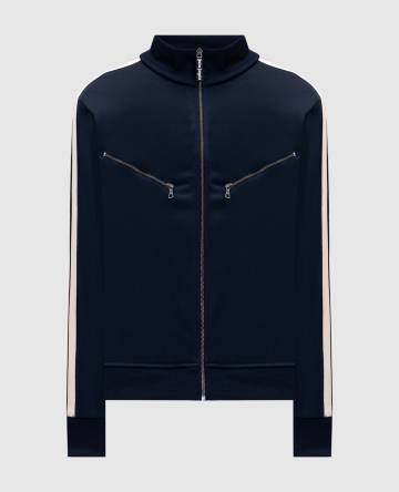 Синяя спортивная куртка с принтом логотипа