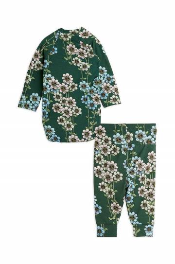 Детский хлопковый комплект Mini Rodini Daisys цвет зелёный 2474012175 Детский хлопковый комплект Mini Rodini Daisys цвет зелёный 2474012175