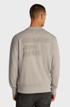 Мужской бежевый свитшот WASHED PUFF PRINT CREW NECK Бежевый M Calvin Klein Jeans J30J327079