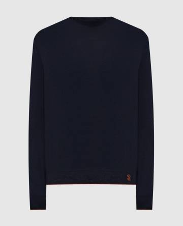 Синий джемпер из шерсти, шелка и кашемира