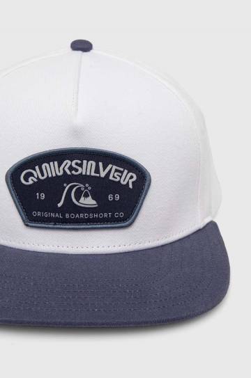 Хлопковая кепка Quiksilver цвет белый с аппликацией Хлопковая кепка Quiksilver цвет белый с аппликацией