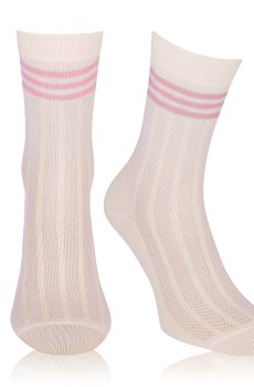 Носки женские AmiGA высокие, спорт, сетка, молочные, размер 23-25