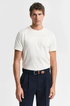Мужская белая футболка EMBOSSED SS T-SHIRT Белый M Gant 2003339
