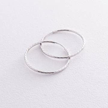 Серьги - кольца в белом золоте (2.9 см) с07144 Серьги - кольца в белом золоте (2.9 см) с07144