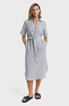 Женское льняное платье в полоску REG LINEN STRIPED SHIRT DRESS Синий 40 Gant 4503391