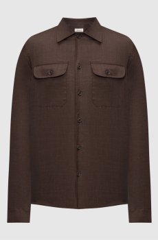 Коричневая рубашка из шерсти и шелка