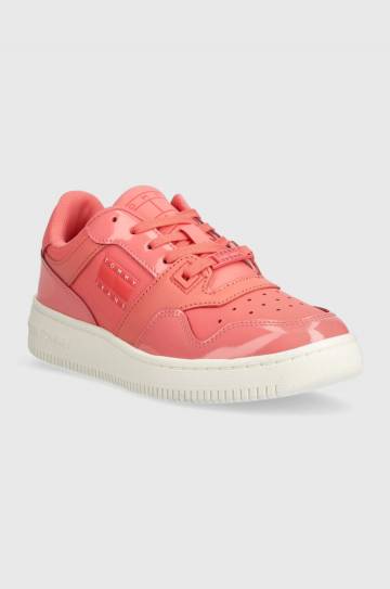 Кожаные кроссовки Tommy Jeans TJW RETRO BASKET GLOSSY цвет оранжевый EN0EN02206 Кожаные кроссовки Tommy Jeans TJW RETRO BASKET GLOSSY цвет оранжевый EN0EN02206