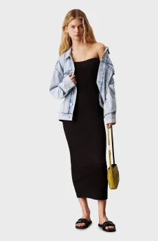 Женское черное платье WOVEN LABEL RIB SLEEVELESS Черный S Calvin Klein Jeans J20J225263