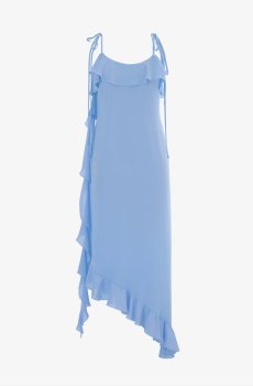 Блакитна шифонова сукня максі асиметричного крою