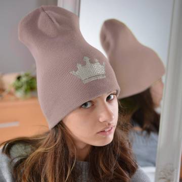 Шапки Lemanta Шапка для дівчаток бежева (корона серебро) Шапки Lemanta Шапка для дівчаток бежева (корона серебро)
