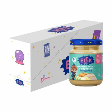 Детское пюре Elfik Magic Овощное ассорти с индейкой, от 6 месяцев, 6*100 г Детское пюре Elfik Magic Овощное ассорти с индейкой, от 6 месяцев, 6*100 г