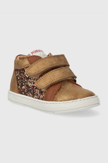 Детские кожаные кроссовки Pom Dapi цвет коричневый