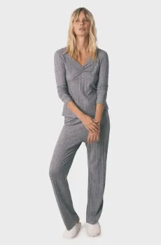 Женская серая пижама (лонгслив, брюки) Snoopy Серый XS womensecret 3132226